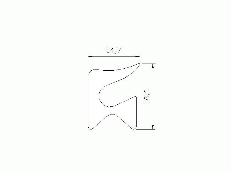 Silicone Profile P175M - type format Lipped - irregular shape