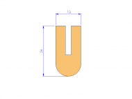 Silicone Profile P10822B - type format U - irregular shape