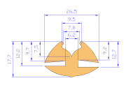 Silicone Profile P162BB - type format Lamp - irregular shape