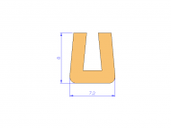 Silicone Profile P64G - type format U - irregular shape