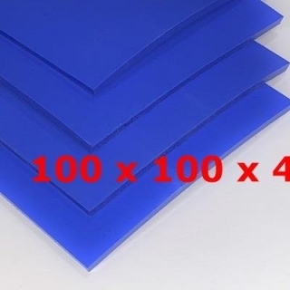 PLAQUE SILICONE BLEU ALIMENTAIRE 60 SH° (±5) 100 mm X 100 mm X 4mm (±0,3) Épaisseur