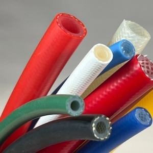 M. PES-MONO COAT. SILICONE HOSE 70SH ±5 TRANSPARENT SI-COATED RED Ø12MM X 3,5MM WALL (±0,3)