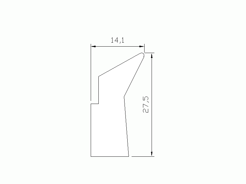 Perfil de Silicona P001C - formato tipo Labiado - forma irregular