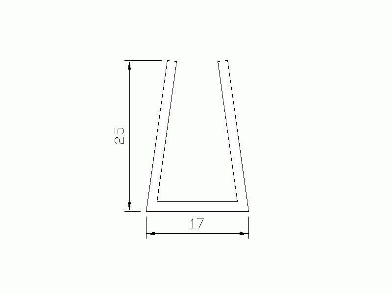 Perfil de Silicona P012 - formato tipo U - forma irregular