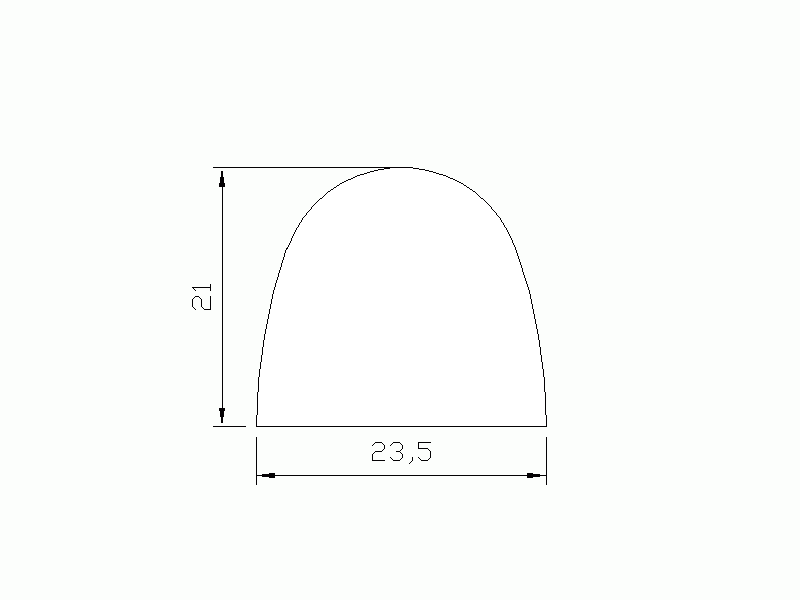 Perfil de Silicona P026-9 - formato tipo D - forma irregular