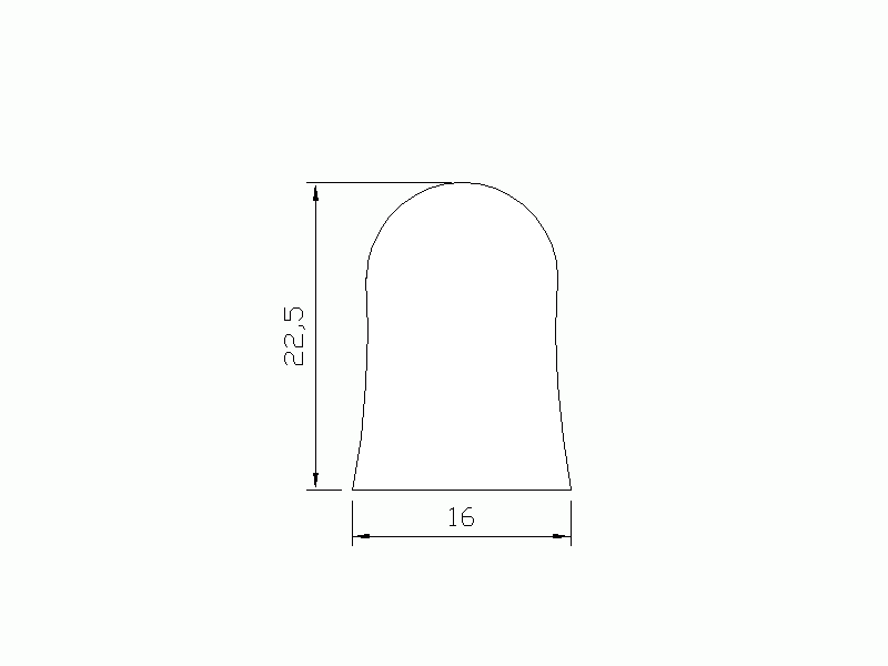 Perfil de Silicona P035 - formato tipo D - forma irregular