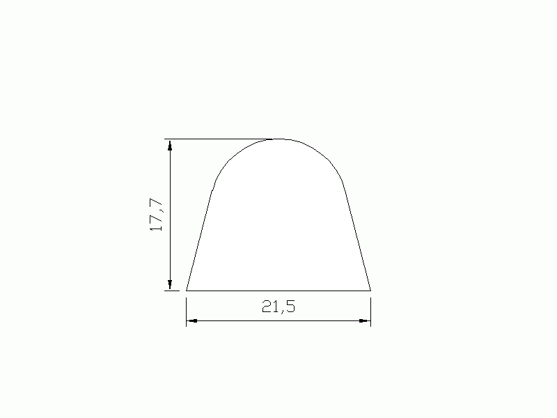 Perfil de Silicona P056 - formato tipo D - forma irregular