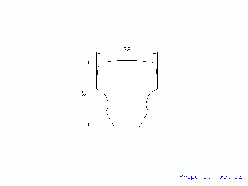 Perfil de Silicona P062A1 - formato tipo T - forma irregular