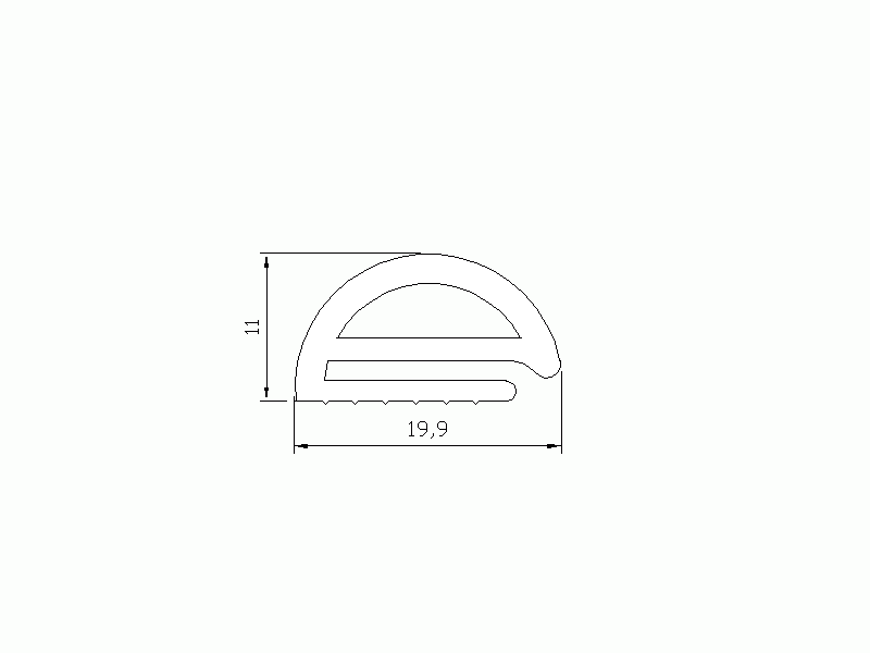 Perfil de Silicona P064 - formato tipo e - forma irregular