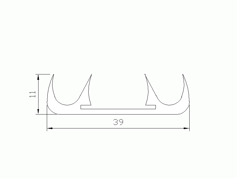 Perfil de Silicona P064E - formato tipo Cuernos - forma irregular