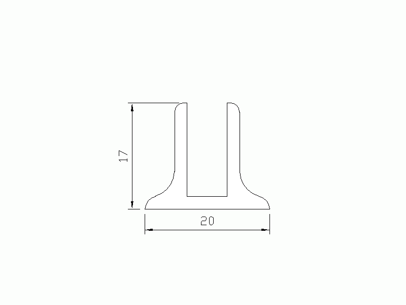 Perfil de Silicona P1010A - formato tipo U - forma irregular