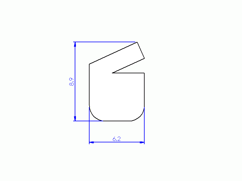 Perfil de Silicona P1016A - formato tipo Labiado - forma irregular