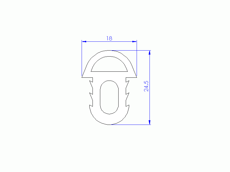 Perfil de Silicona P10196C - formato tipo Doble Agujero - forma irregular