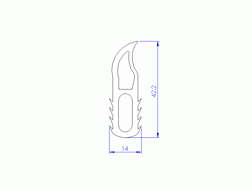 Perfil de Silicona P10196E - formato tipo Doble Agujero - forma irregular
