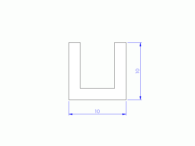 Perfil de Silicona P10196F - formato tipo U - forma irregular