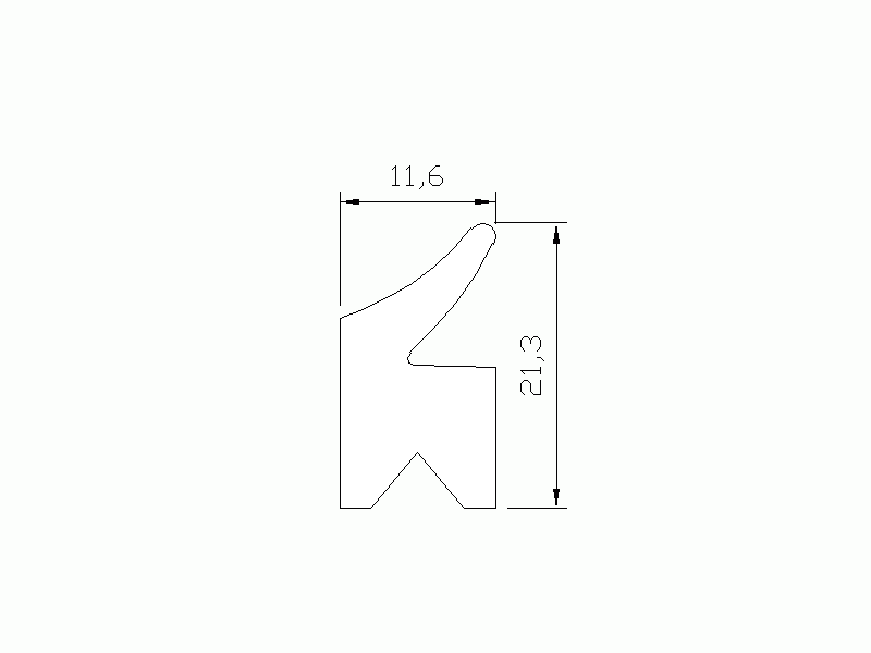 Perfil de Silicona P1038B - formato tipo Labiado - forma irregular