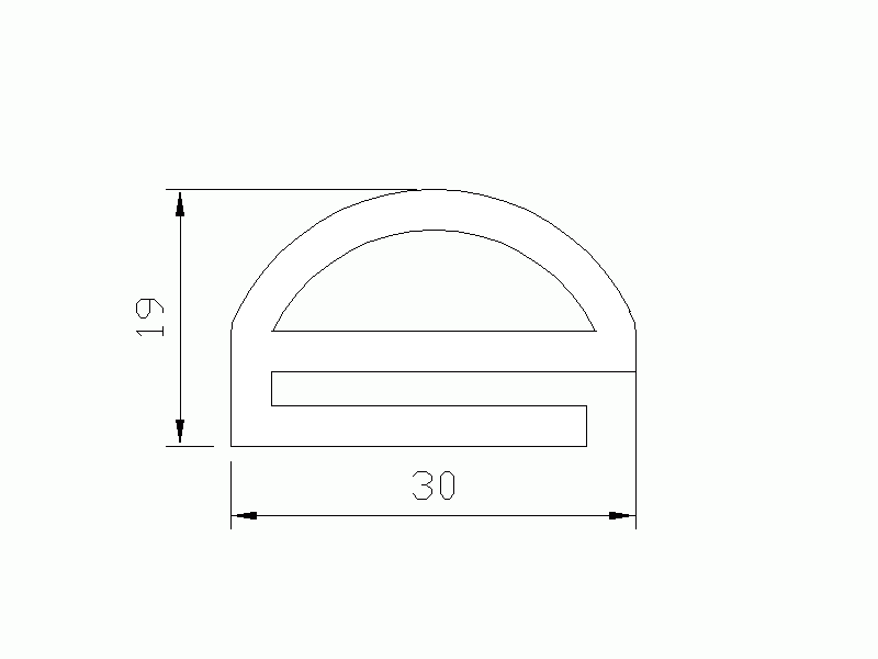 Perfil de Silicona P104 - formato tipo e - forma irregular