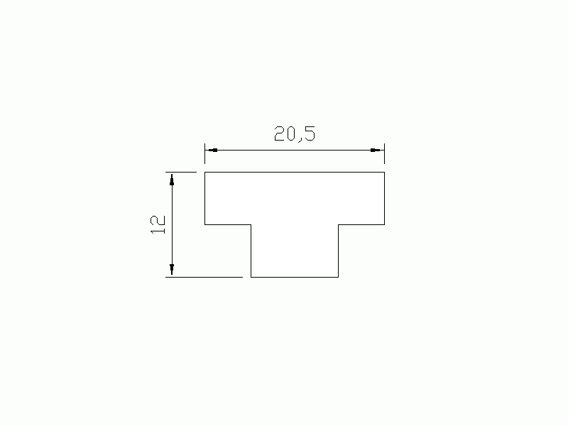 Perfil de Silicona P105B - formato tipo T - forma irregular