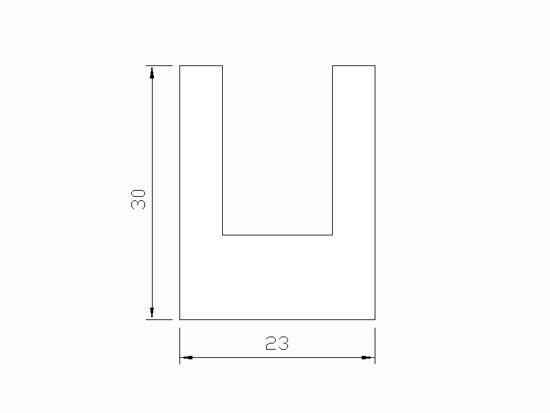 Perfil de Silicona P105CD - formato tipo U - forma irregular