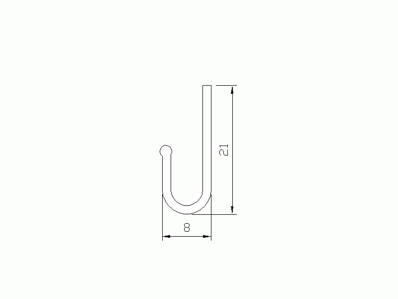 Perfil de Silicona P105CE - formato tipo U - forma irregular