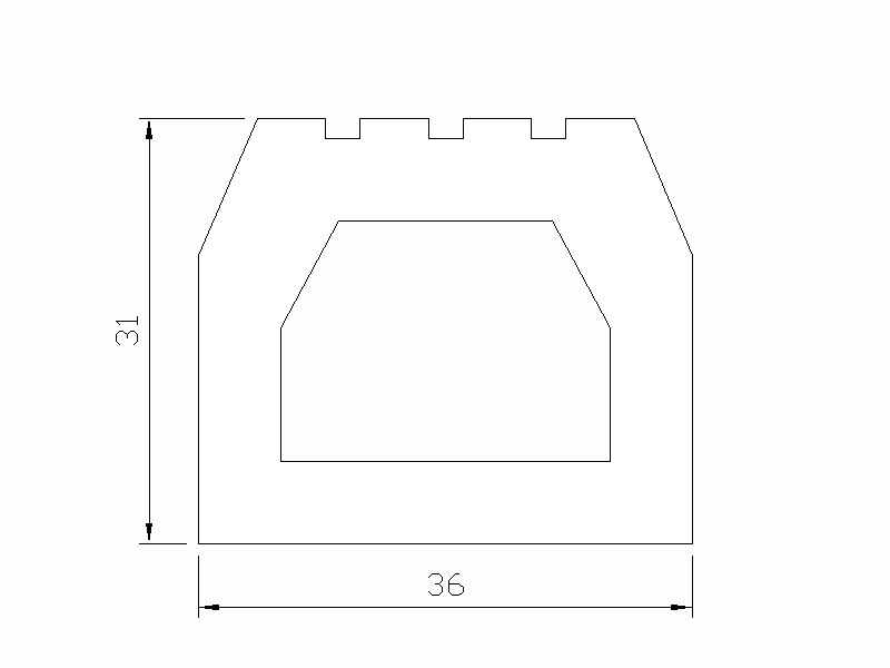 Perfil de Silicona P105E - formato tipo D - forma irregular