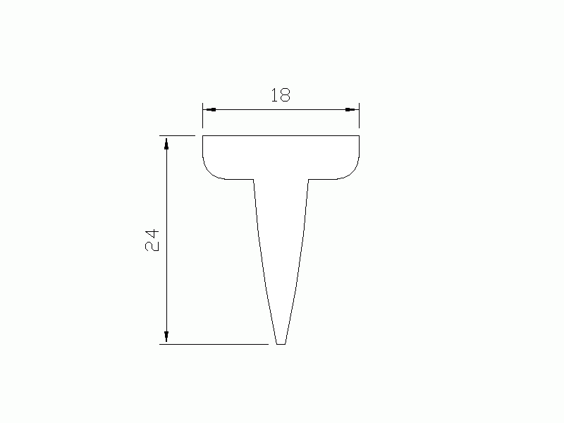 Perfil de Silicona P105J - formato tipo T - forma irregular