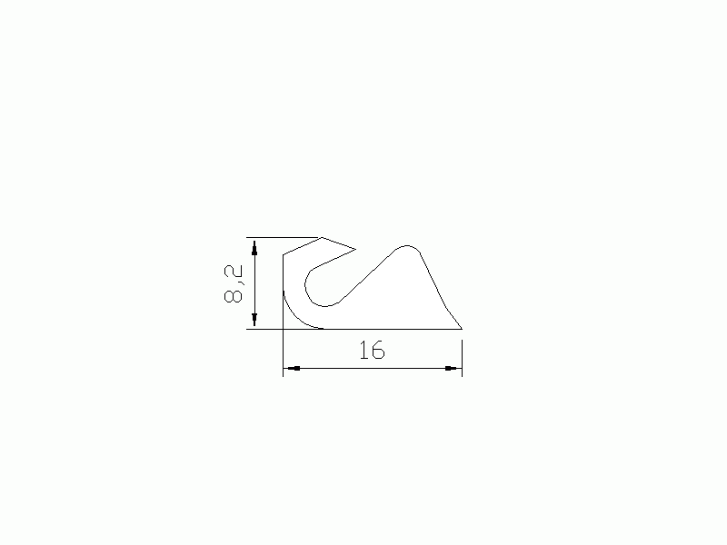 Perfil de Silicona P105P - formato tipo U - forma irregular