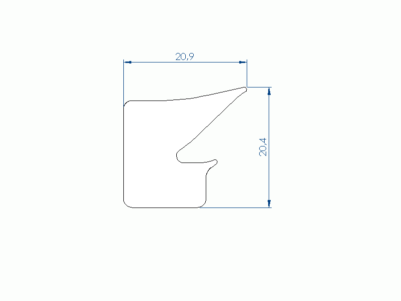 Perfil de Silicona P10626A - formato tipo Labiado - forma irregular