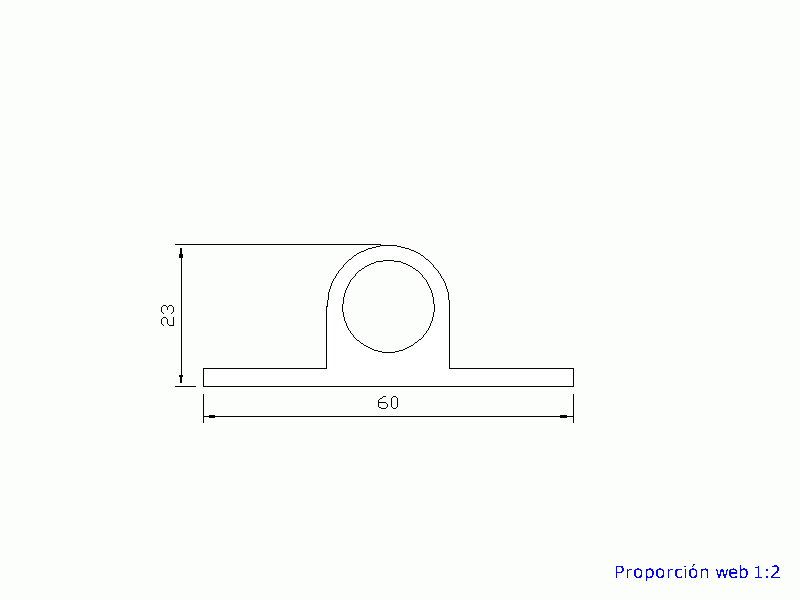 Perfil de Silicona P10682A - formato tipo Perfil de Silicona plano con Burbuja - forma irregular