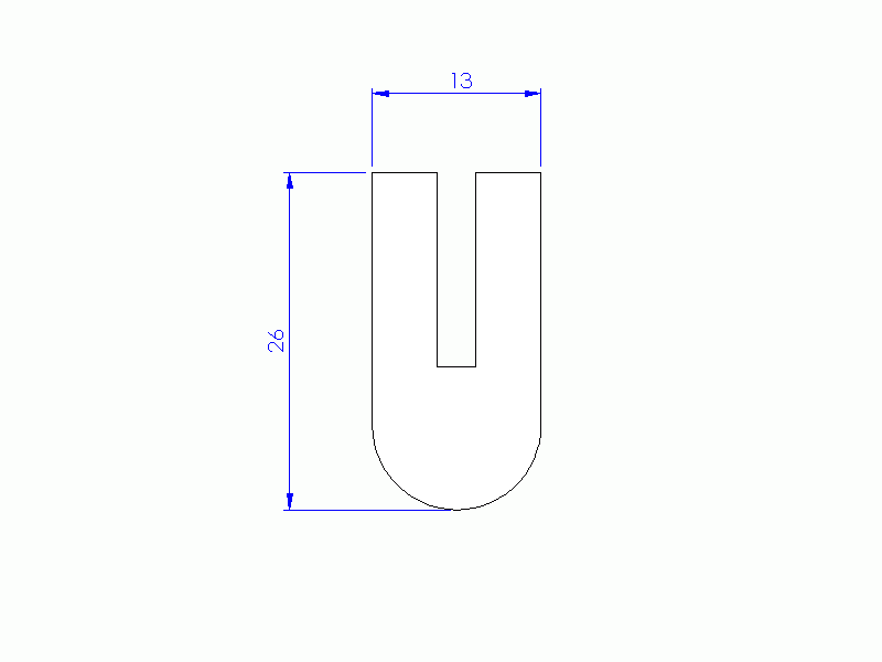 Perfil de Silicona P10822B - formato tipo U - forma irregular