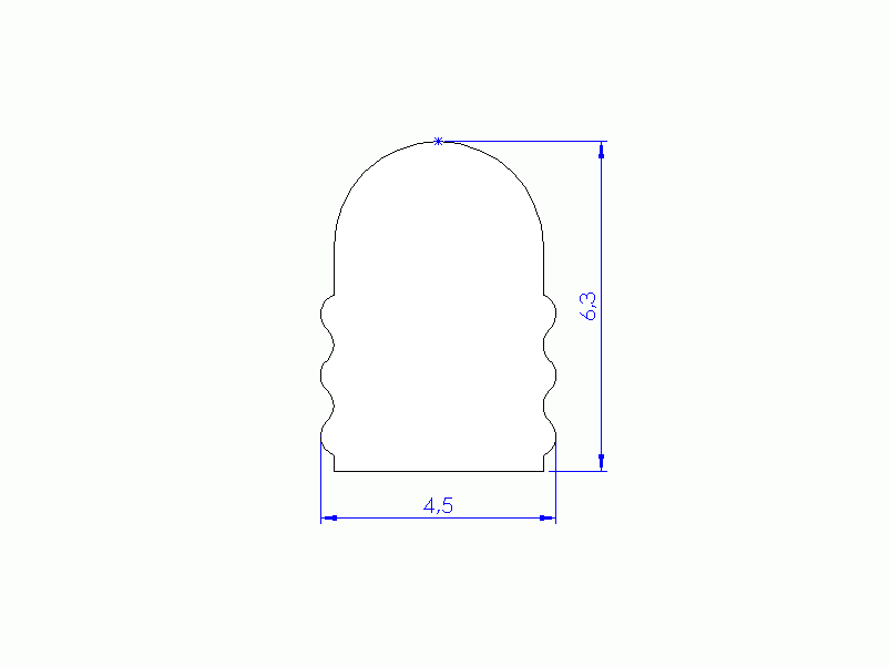 Perfil de Silicona P10822H - formato tipo D - forma irregular