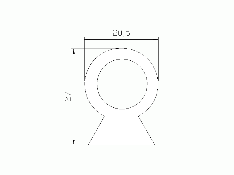 Perfil de Silicona P1093A - formato tipo D - forma irregular