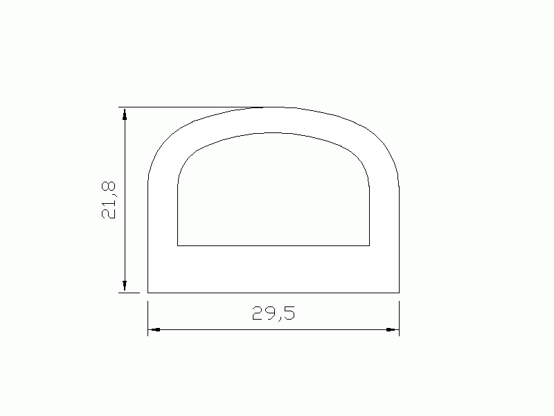 Perfil de Silicona P1112D - formato tipo D - forma irregular