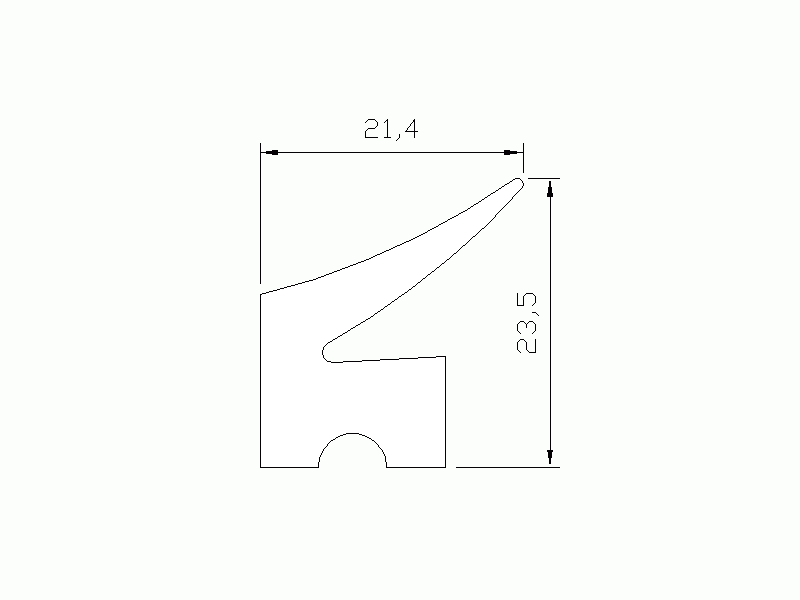 Perfil de Silicona P11185C - formato tipo Labiado - forma irregular