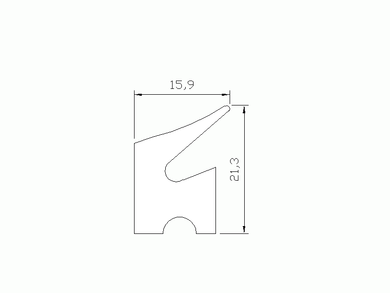 Perfil de Silicona P11185D - formato tipo Labiado - forma irregular