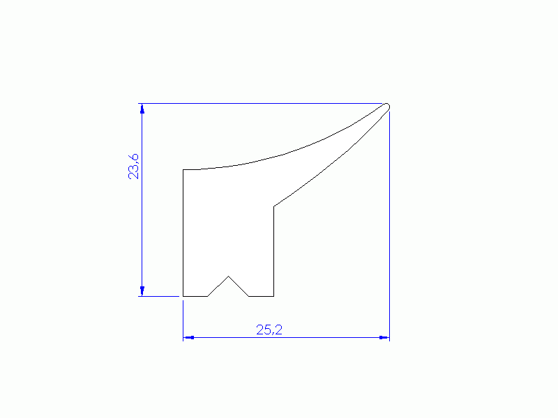 Perfil de Silicona P11185F - formato tipo Labiado - forma irregular