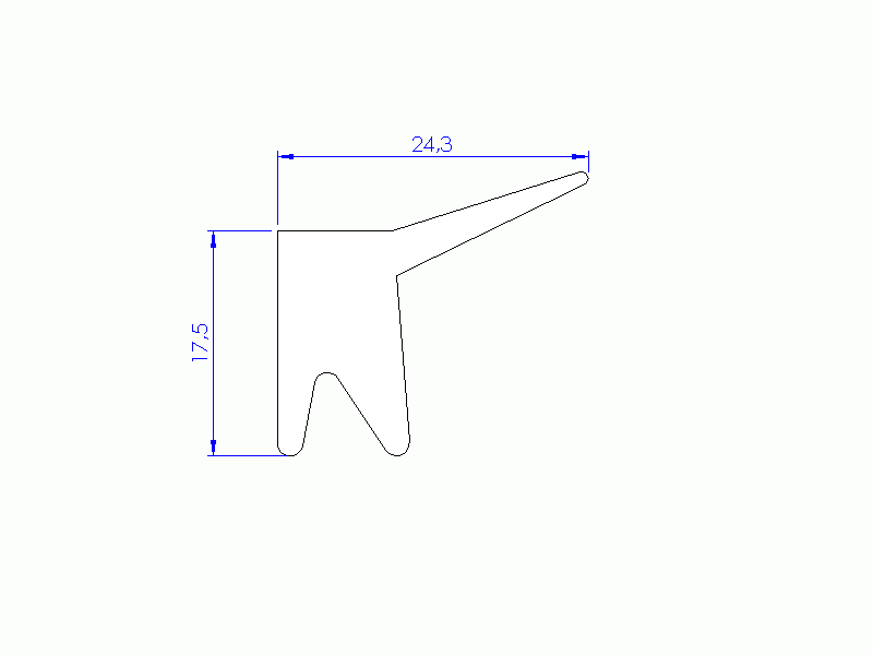 Perfil de Silicona P11185G - formato tipo Labiado - forma irregular