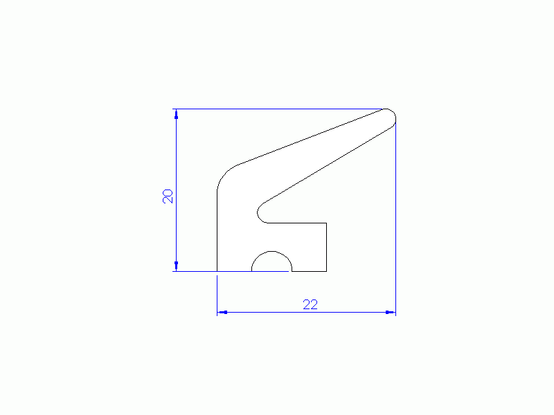 Perfil de Silicona P11185H - formato tipo Labiado - forma irregular