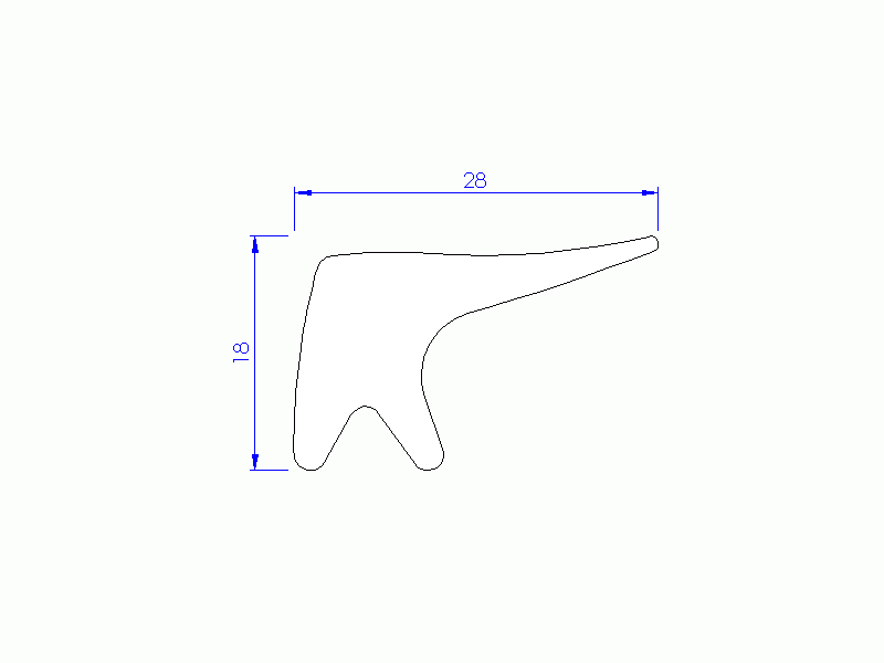 Perfil de Silicona P11185O - formato tipo Labiado - forma irregular