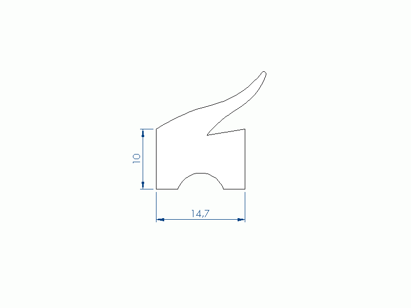 Perfil de Silicona P11185X - formato tipo Labiado - forma irregular