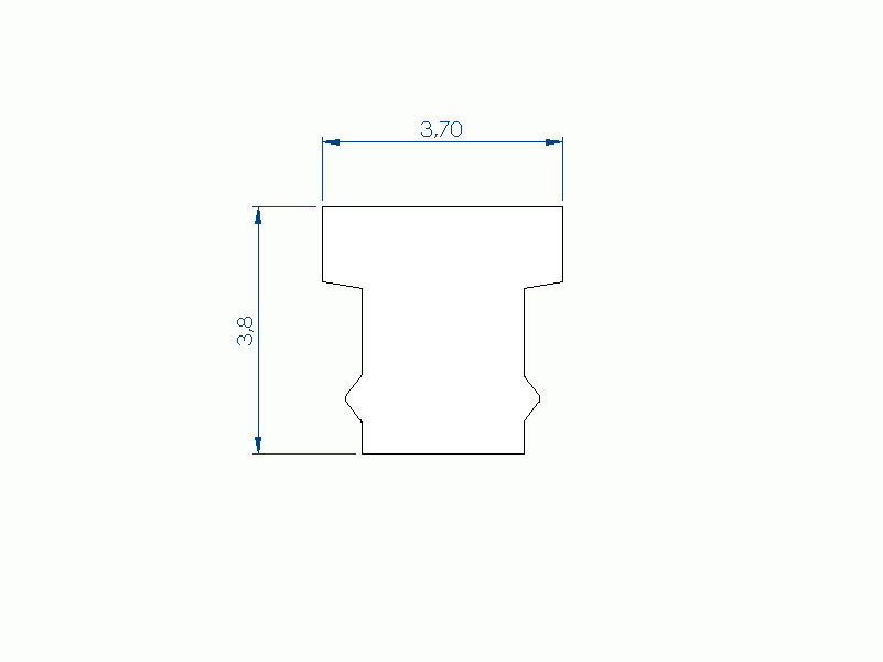 Perfil de Silicona P1152DI - formato tipo T - forma irregular