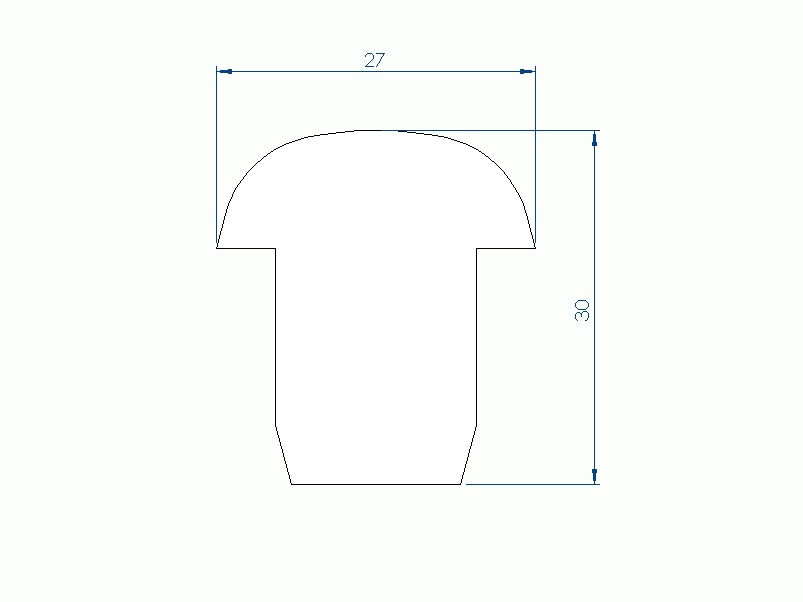 Perfil de Silicona P1152FV - formato tipo T - forma irregular