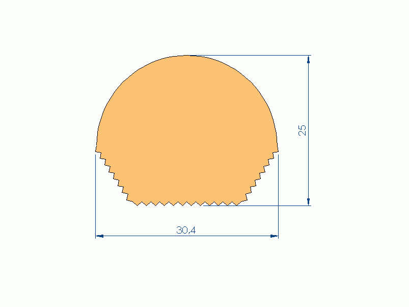 Perfil de Silicona P1152GC - formato tipo D - forma irregular