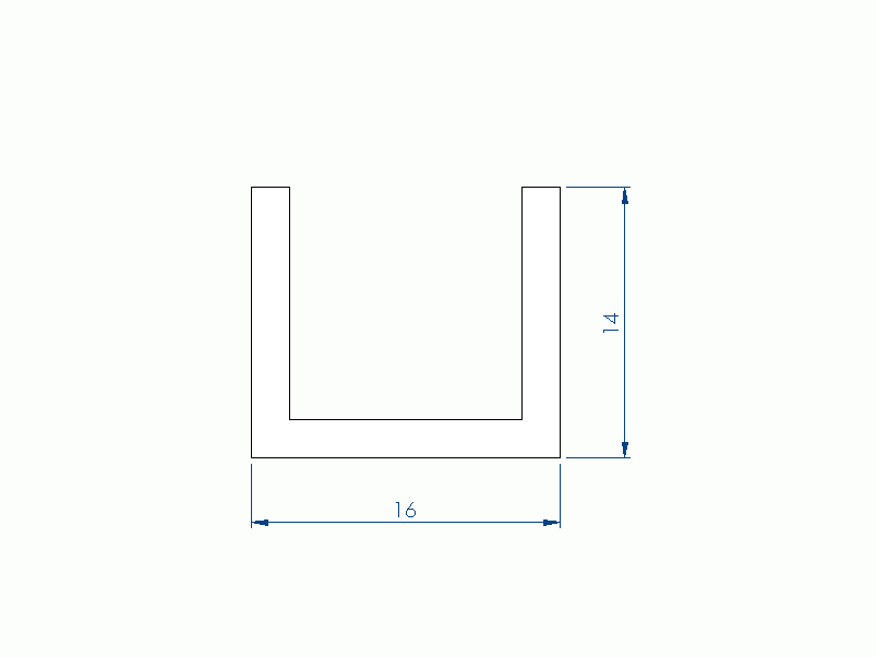 Perfil de Silicona P1152GY - formato tipo U - forma irregular