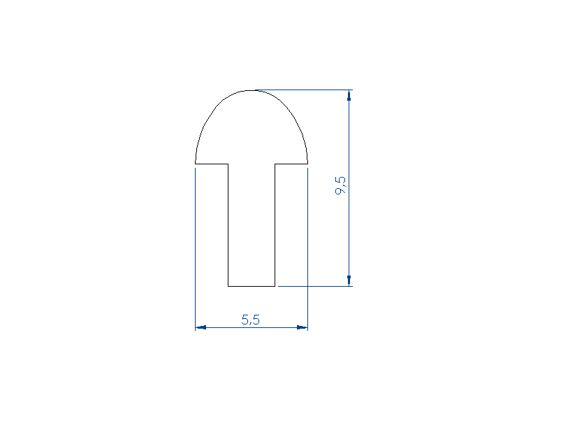 Perfil de Silicona P1152HH - formato tipo T - forma irregular