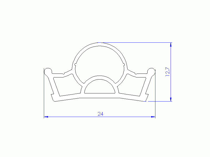 Perfil de Silicona P1152I - formato tipo Doble Agujero - forma irregular