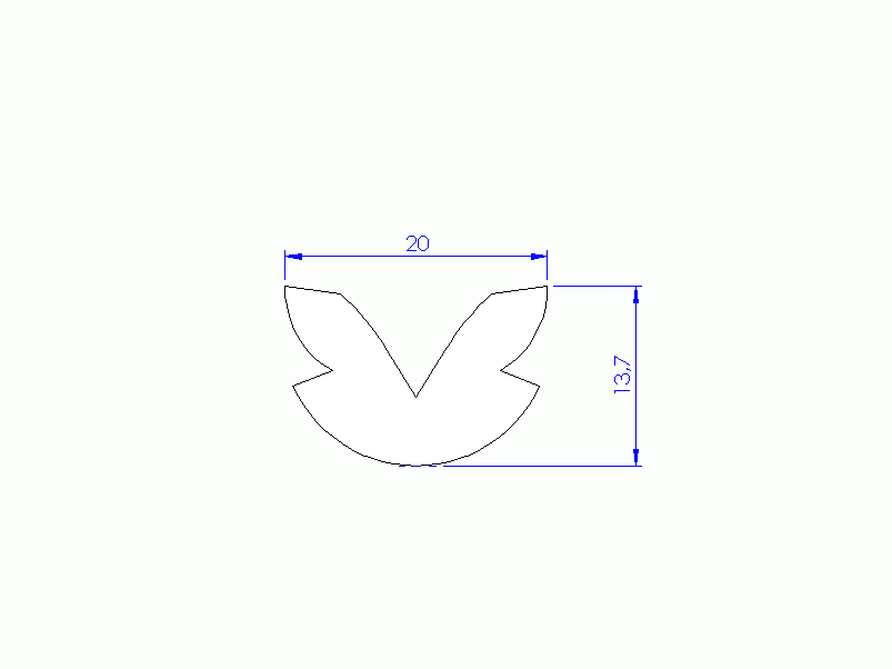 Perfil de Silicona P1152L - formato tipo U - forma irregular