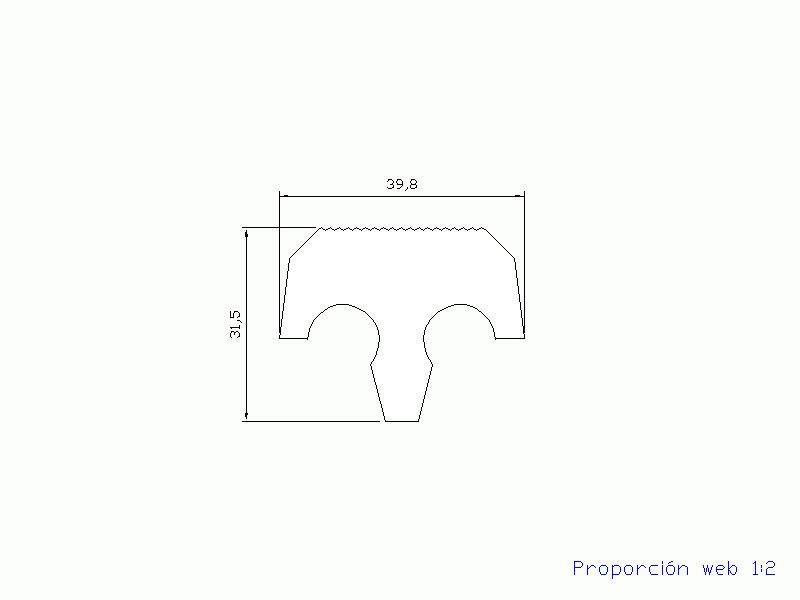 Perfil de Silicona P1159A - formato tipo T - forma irregular