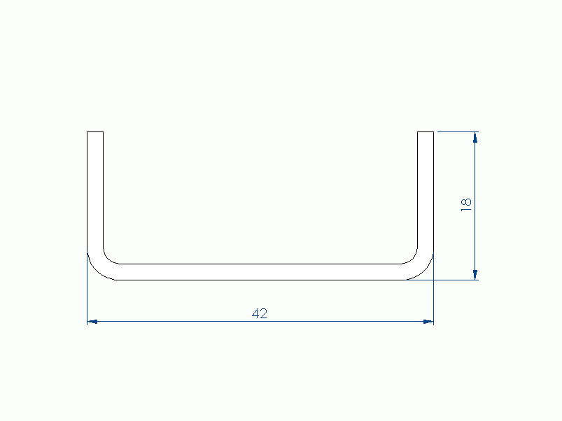 Perfil de Silicona P1200BD - formato tipo U - forma irregular