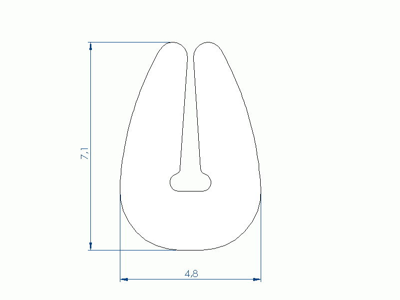 Perfil de Silicona P1218F - formato tipo U - forma irregular